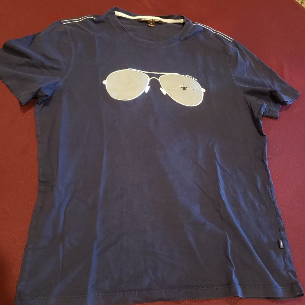Men's MICHAEL KORS Aviator Sunglasses Navy T-Shirt Medium